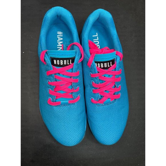 Nobull Mens 8.5 Womens 10 Training Blue Mesh SuperFabric Pink Laces Sneakers - Picture 3 of 10